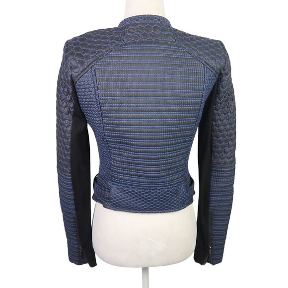 BCBGMAXAZRIA Alton Jacket Quilted Navy Blue and Black Moto XS - Picture 4 of 7